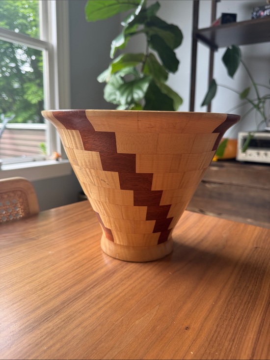 Other - Handcrafted Two-Tone Wooden Accent Bowl - Walnut and Cherry